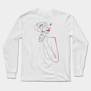 Minimal Woman line art. Female poster. Long Sleeve T-Shirt